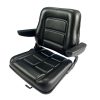 Source One Seating fabric PVC leather universal fold-down forklift seat, heavy-duty suspension, China factory direct manufacture.
