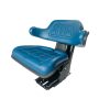 Source One Seating Grammer-style suspension seat for John Deere tractors, blue vinyl cover, heavy-duty shock absorption, China factory direct manufacture.