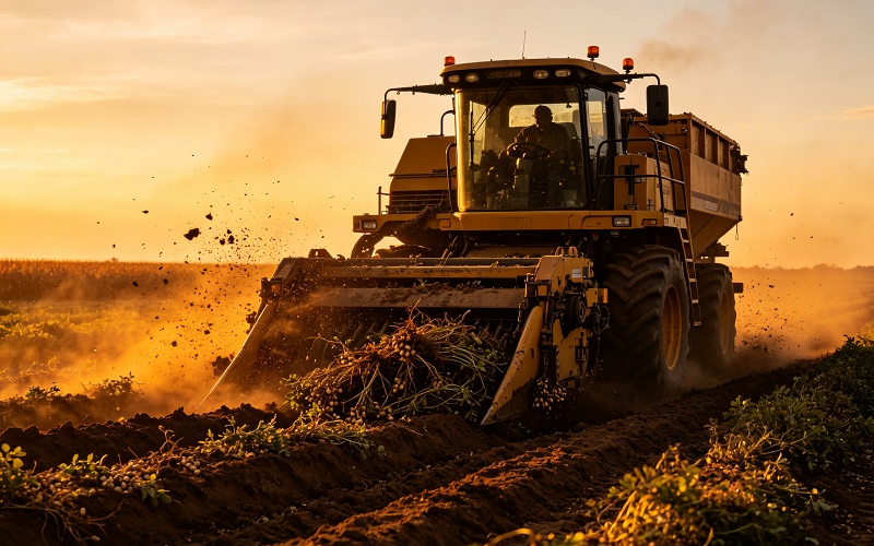 Operator seat for peanut harvester